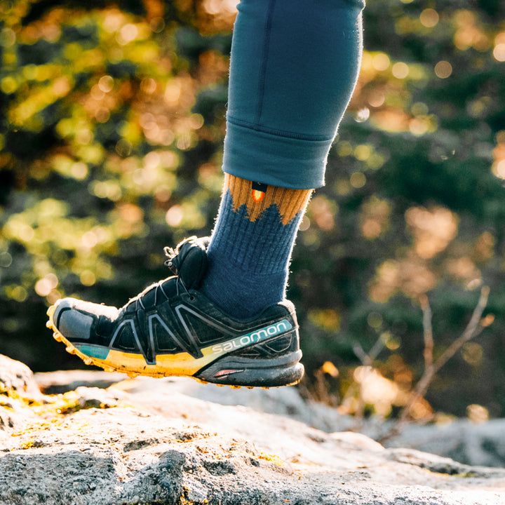 Hiker on trail wearing Number 2 Hiking socks