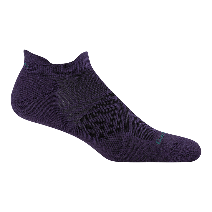 side profile of mens 1039 Run No Show Tab Ultra-Lightweight with Cushion in grape with light blue darn tough text over toe box