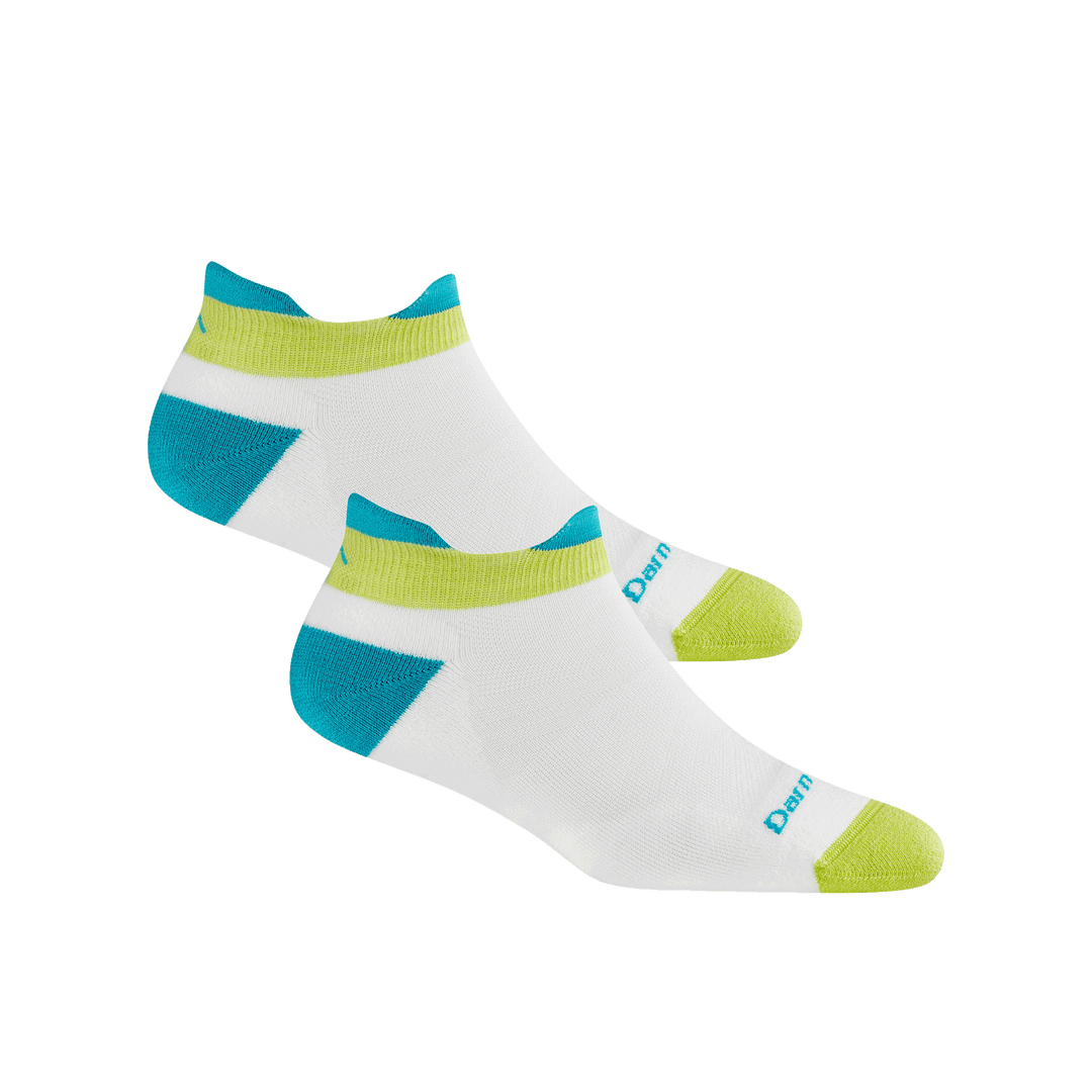 Bundle image of two 1047 No show run socks in WhiteTeal