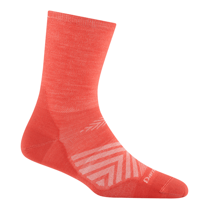 1068 micro crew running sock in coral featuring white logo on toe and cuff