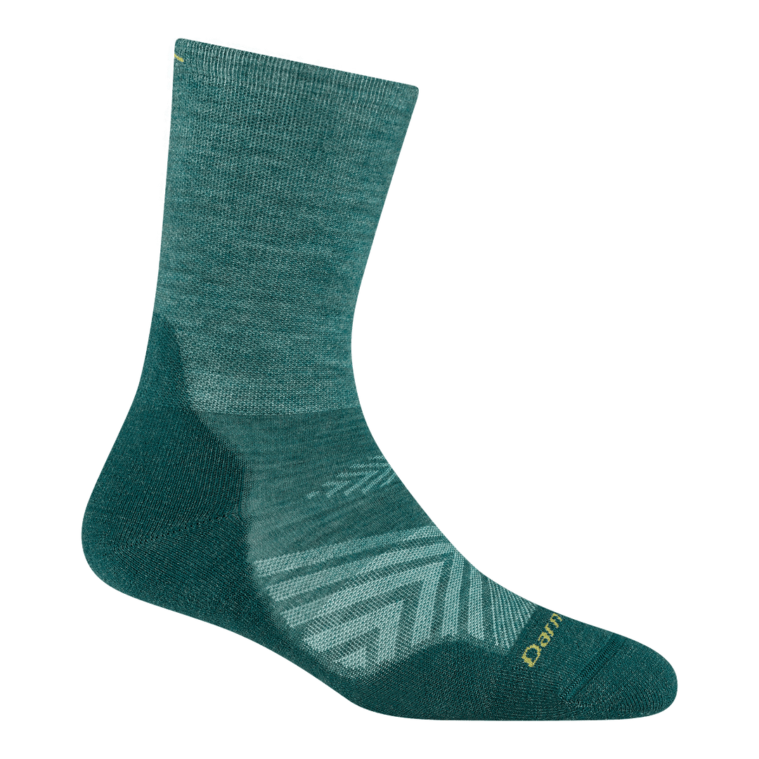 1072 Womens Run Micro Crew Ultra-Lightweight with Cushion in teal featuring all teal body with yellow logo on toe and cuff
