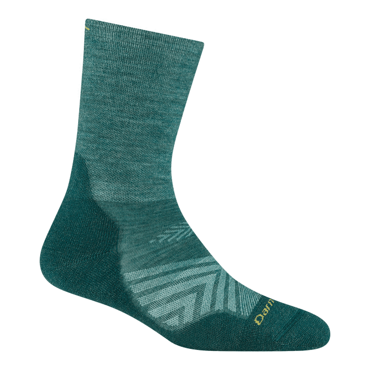 1072 Womens Run Micro Crew Ultra-Lightweight with Cushion in teal featuring all teal body with yellow logo on toe and cuff