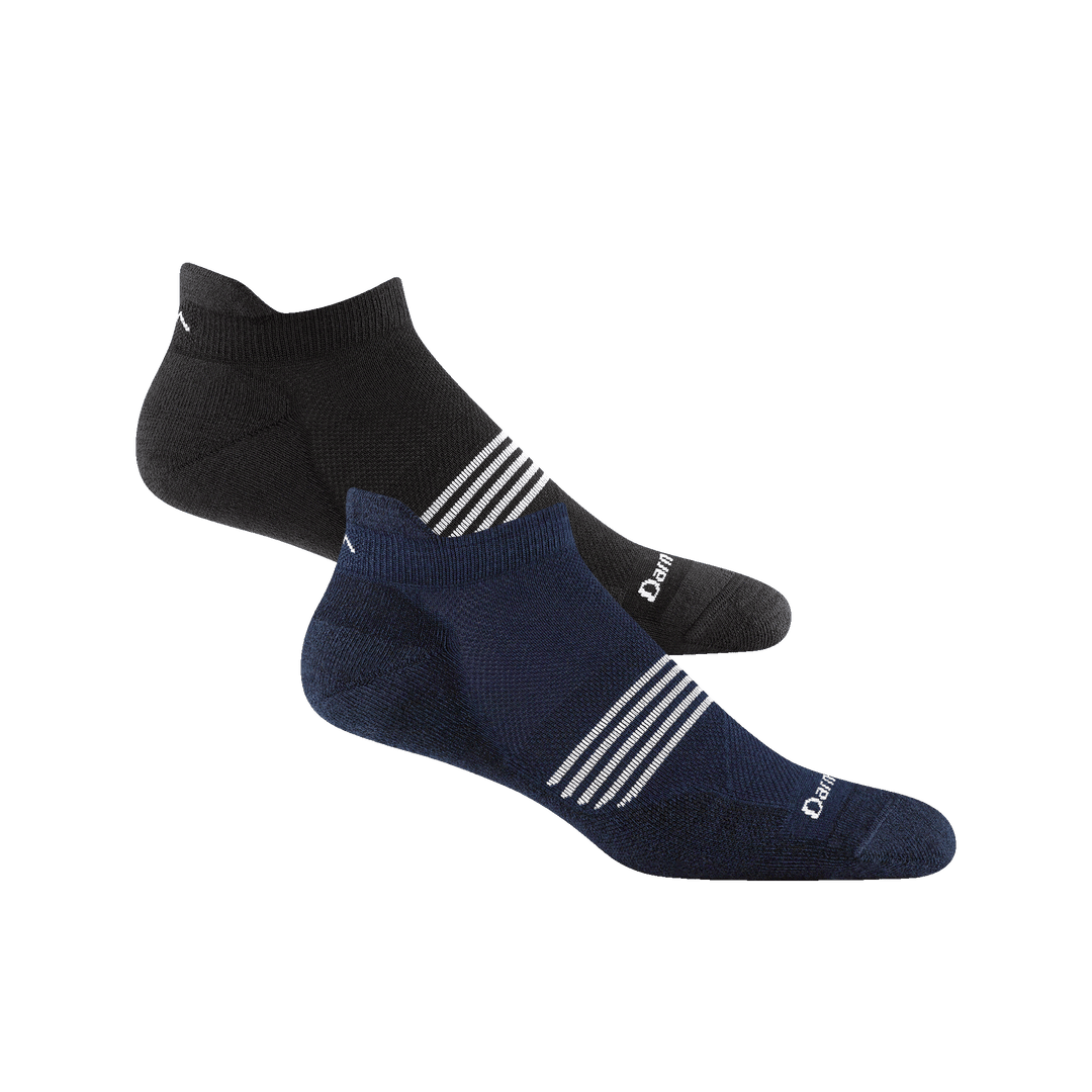 Bundle image of 2 pairs of no show element running socks in Black/Eclipse