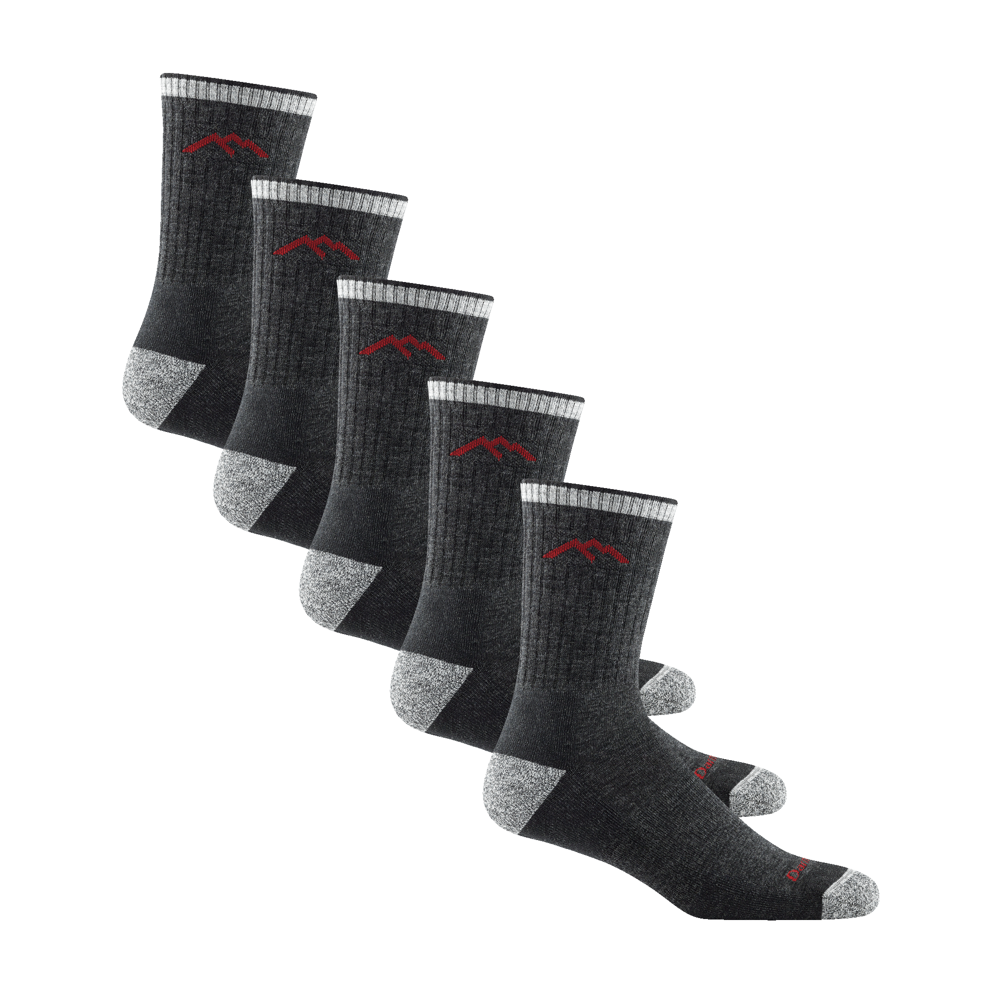 bundle image of 5 pairs of the men's hiker micro crew in black