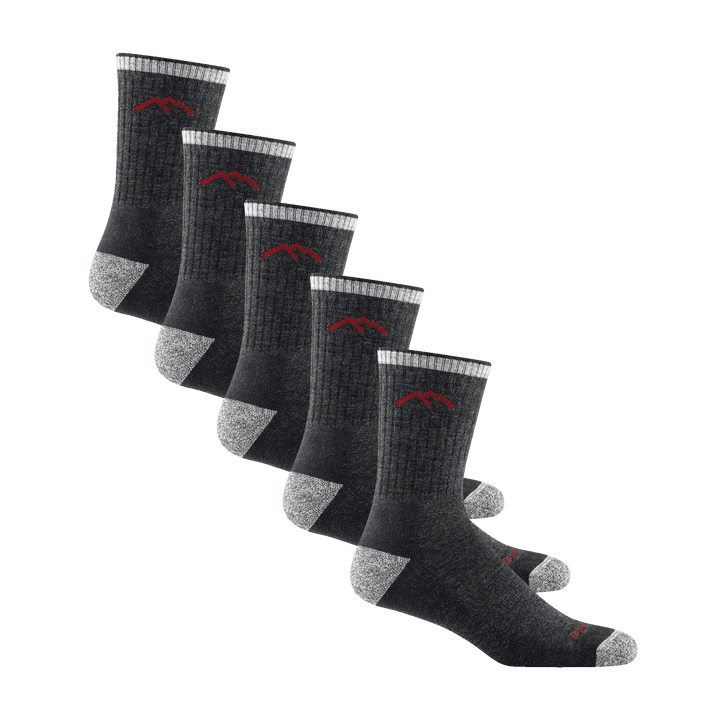 bundle image of 5 pairs of the men's hiker micro crew in black