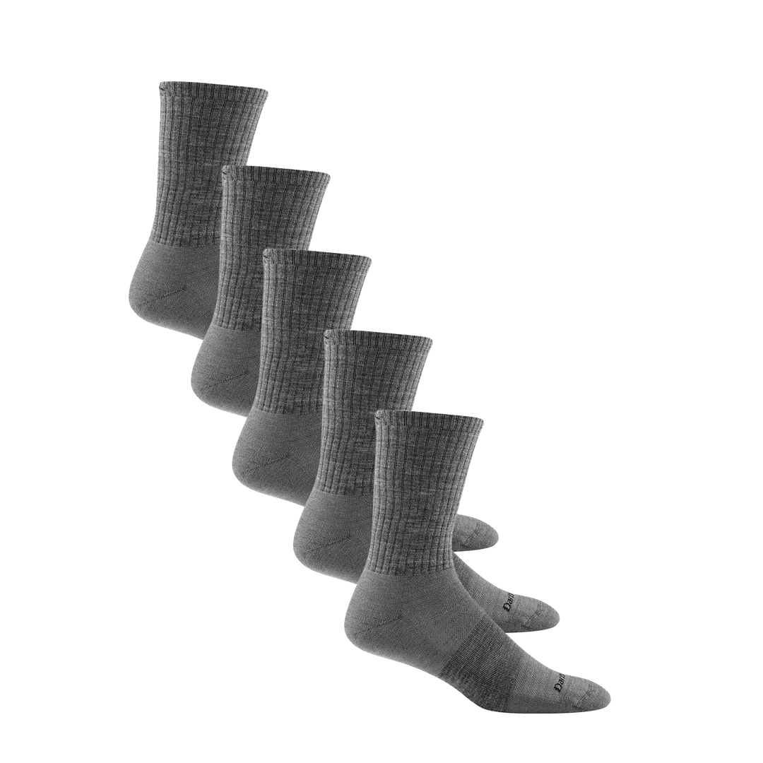 Bundle image of 5 pairs of the standard cushioned crew in Medium gray