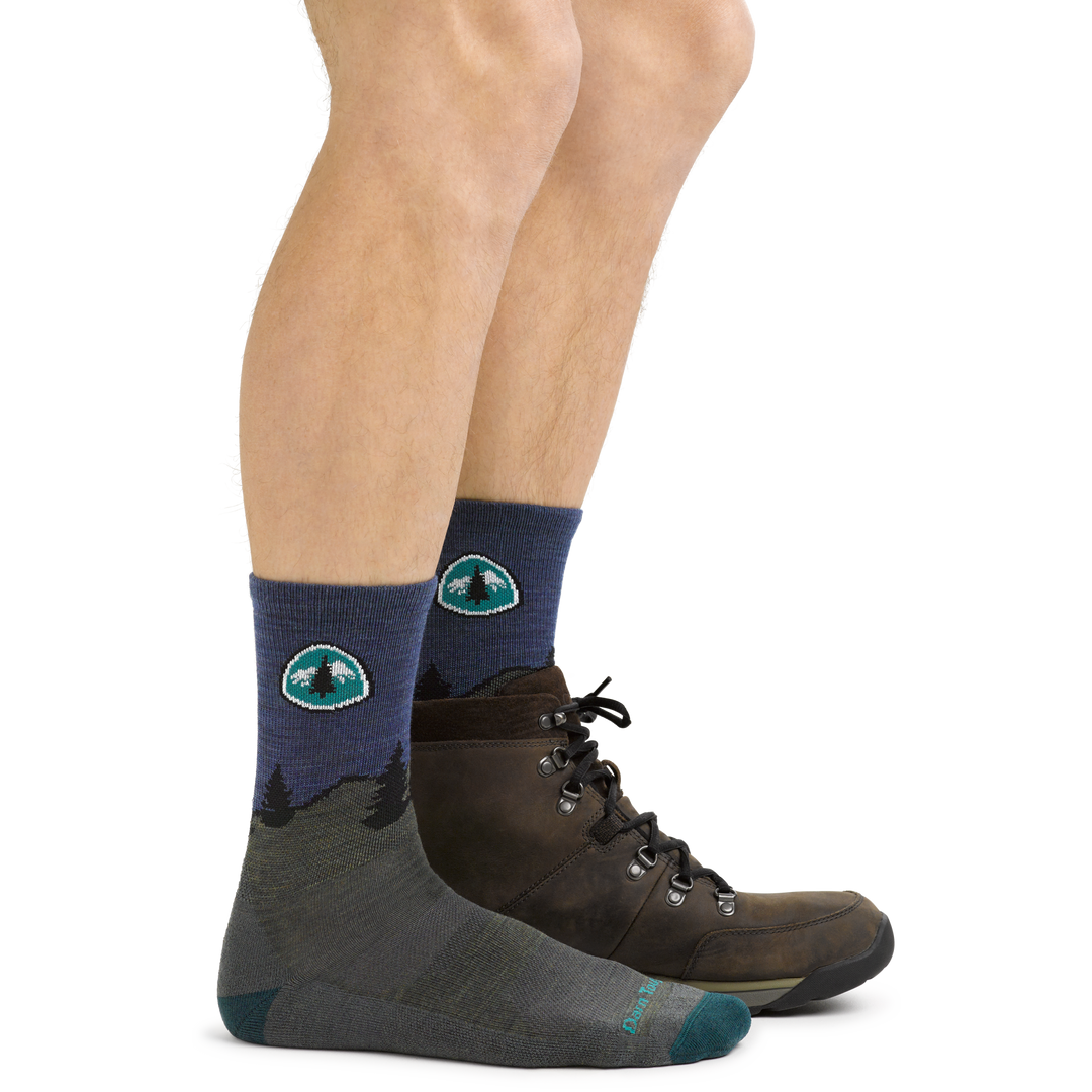 PCT Hiking Socks in Forest on foot with hiking boots