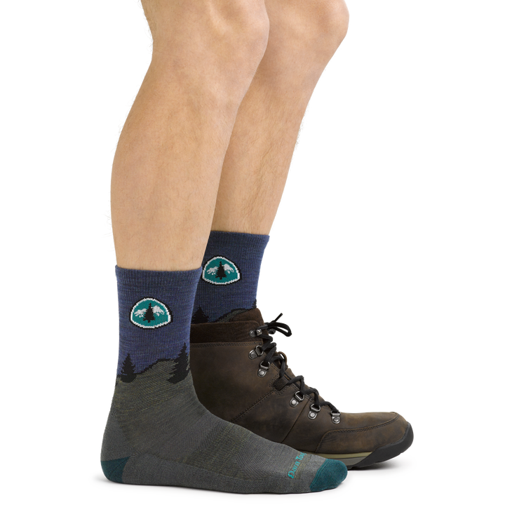 PCT Hiking Socks in Forest on foot with hiking boots