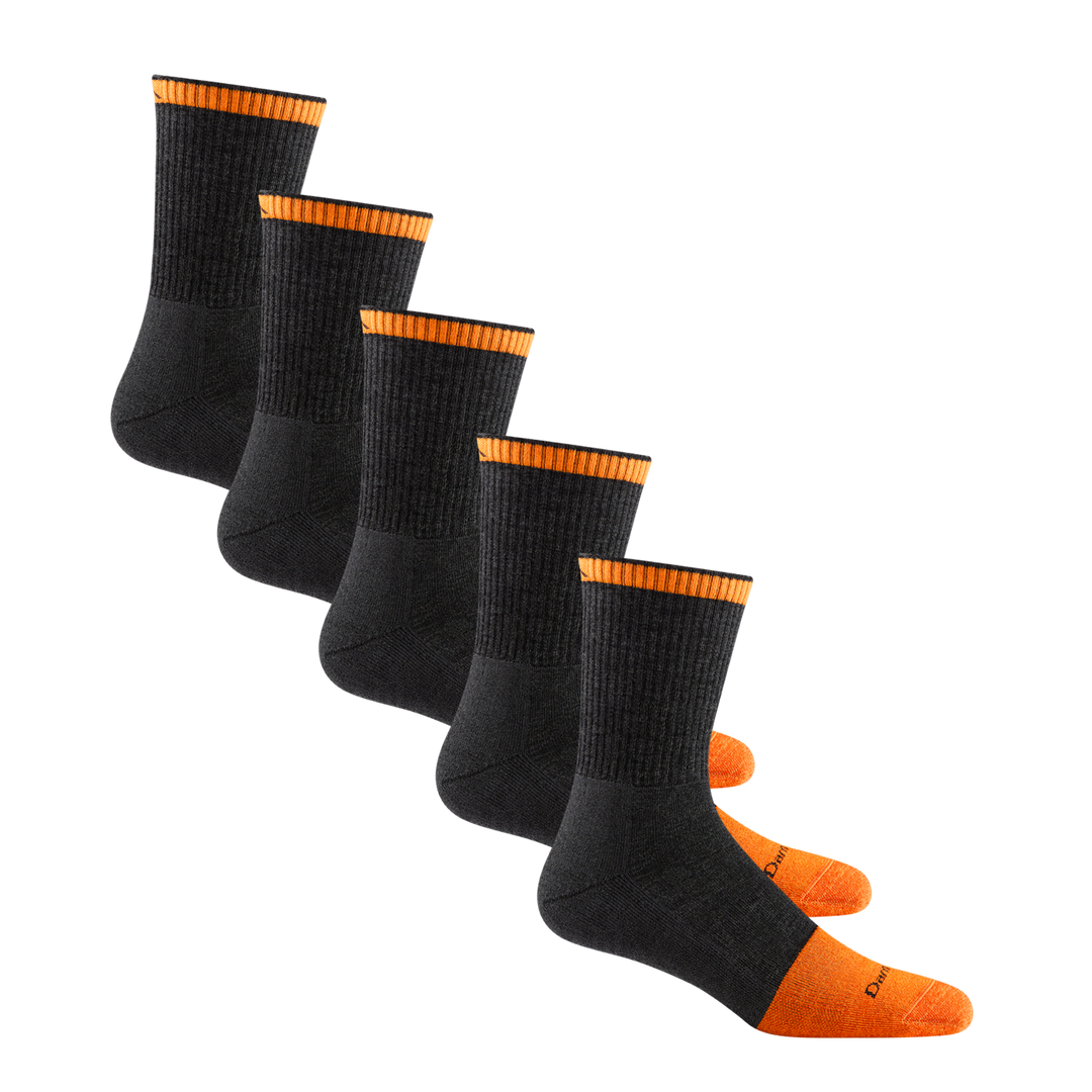 5 pack bundle shot of 2007 Men's Steely Micro Crew Work sock in Graphite