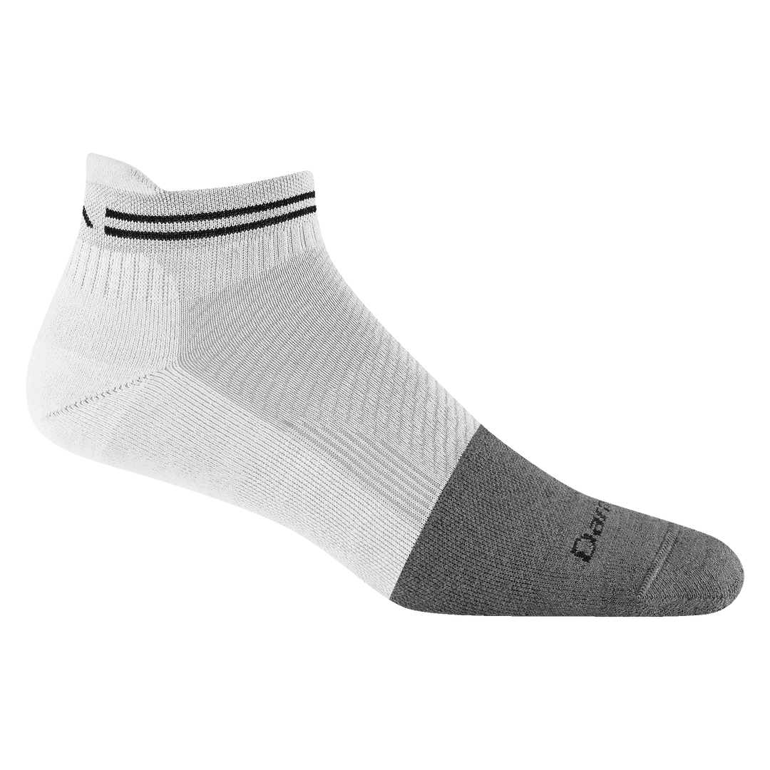 2211 mens Steely no show tab work sock in cement white featuring gray full cushion toe with off white body