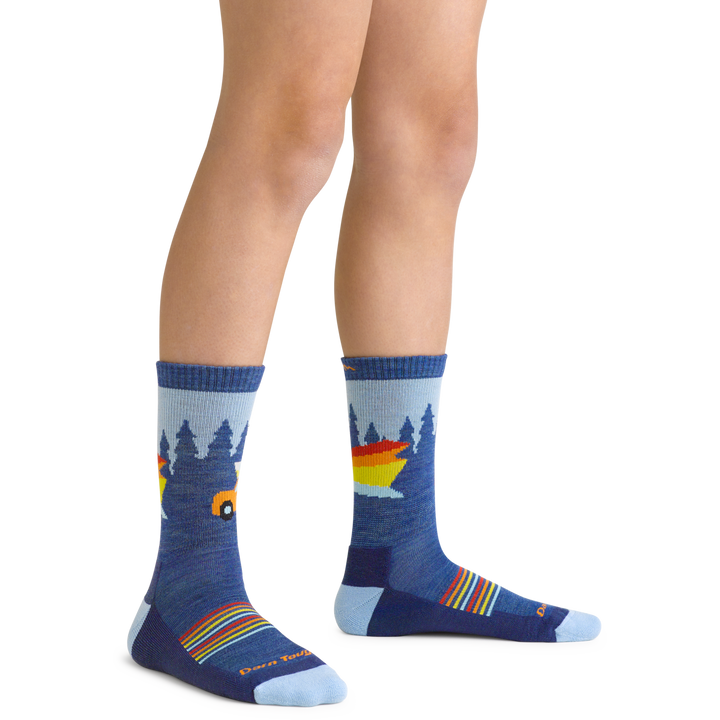 3037 Kids Van Wild Micro Crew Lightweight Hiking Sock on foot to show other side