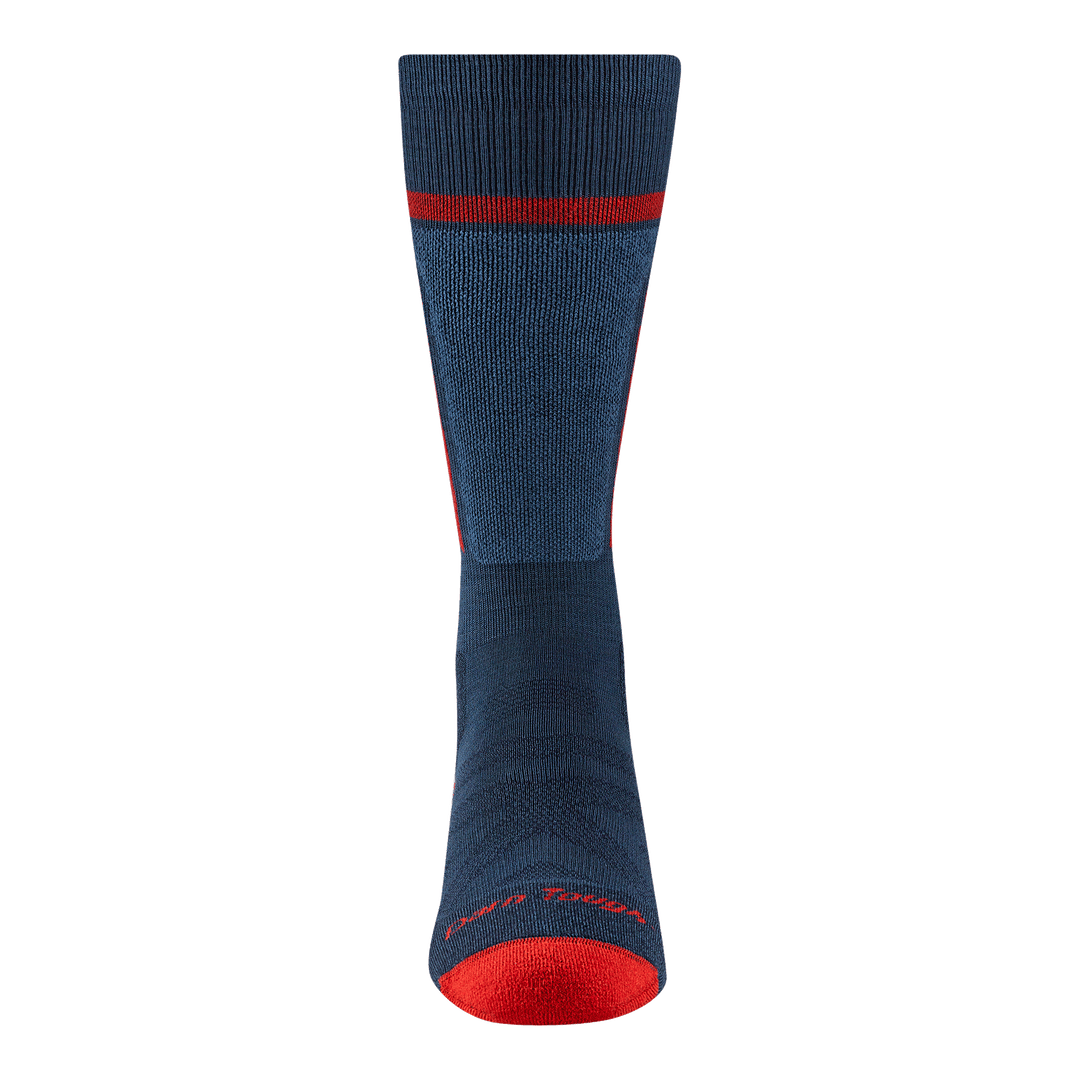 front view of the 3810 T bar in midnight featuring the denim shin pad an red toe and logo