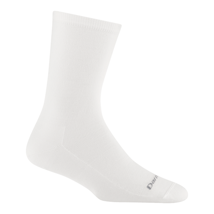 6012 solid basic crew sock in white featuring gray logo on toe
