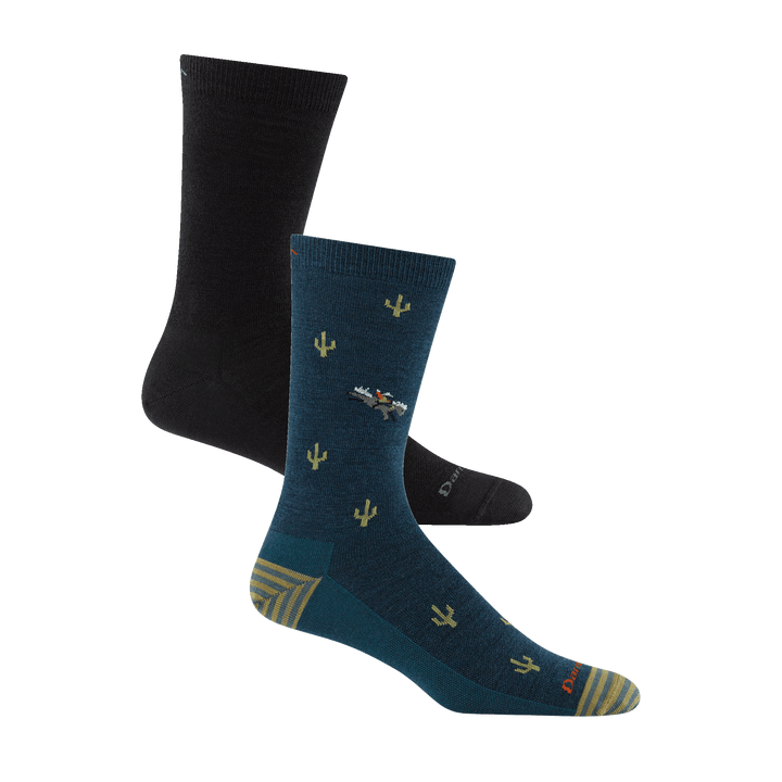 bundle image of the 6032 Solid Crew in  Black and the 6132 Wool'd Wool'd West in dark teal