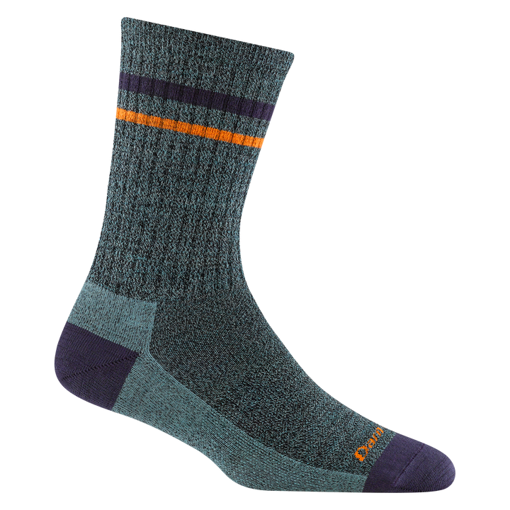 6064 women's letterman crew lifestyle sock in aqua with navy toe/heel accents and ankle stripe
