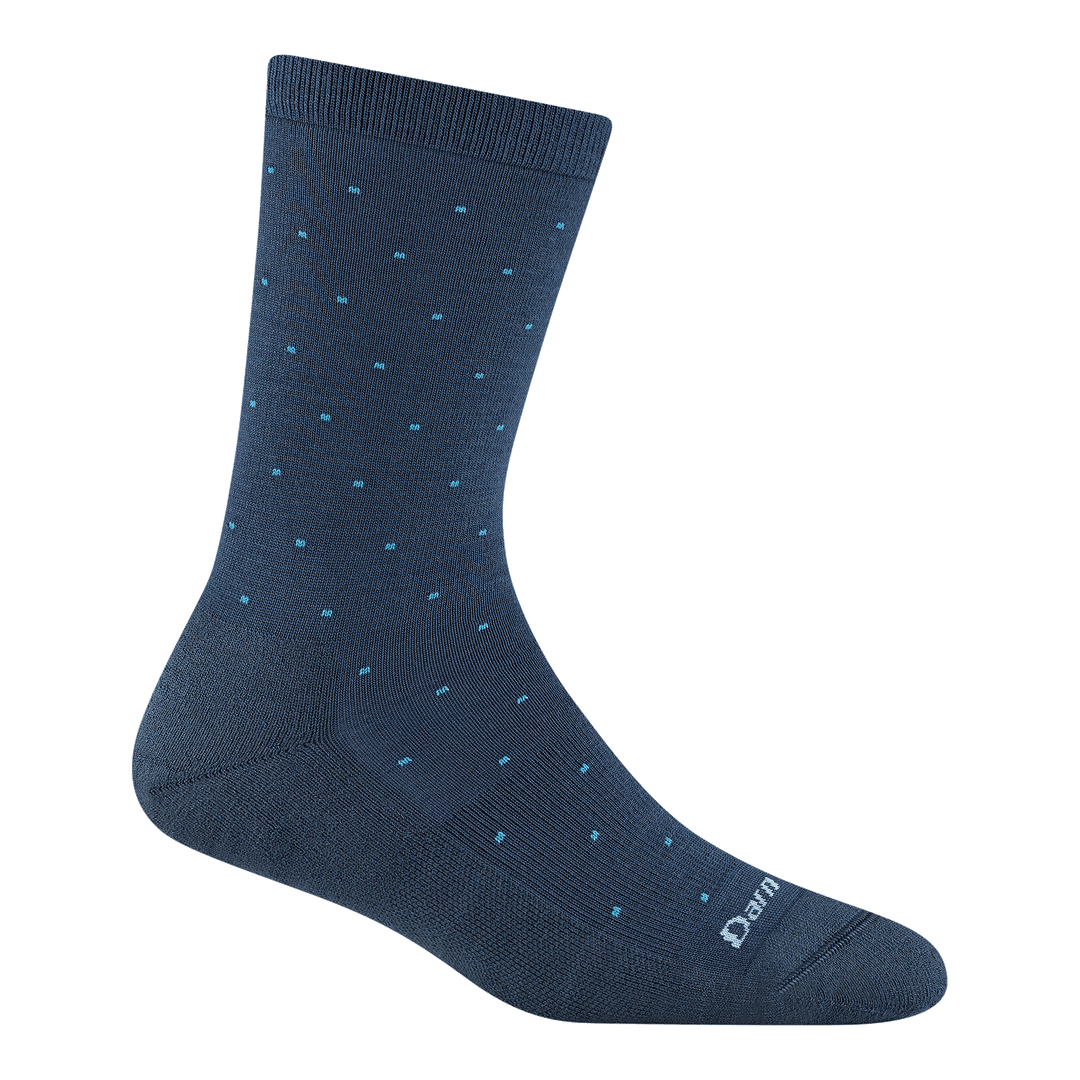 6110 Pin drop crew in midnight featuring a navy body and light blue dots all over body