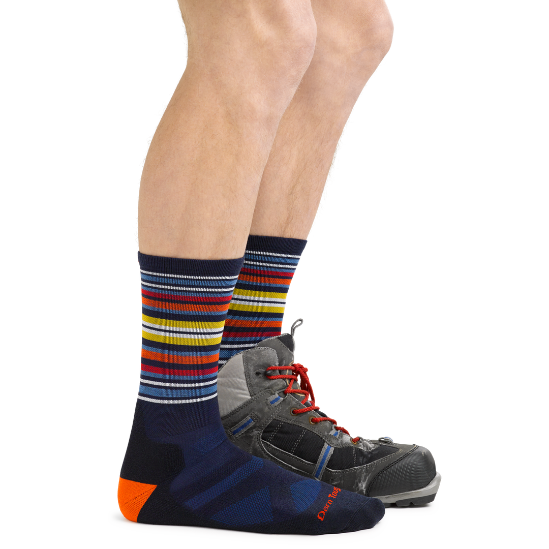 Men's Oslo Nordic Ski Socks in Eclipse Blue with boots