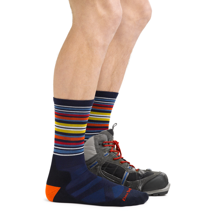 Men's Oslo Nordic Ski Socks in Eclipse Blue with boots