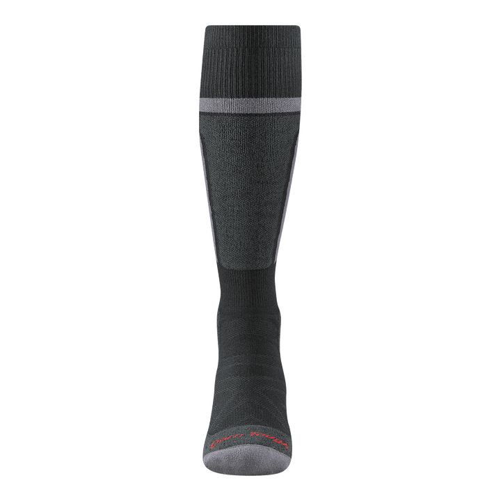 Front view of the 8058  Thermolite Edge in black featuring a shin pad in dark gray with light gray toe and stripe at the cuff
