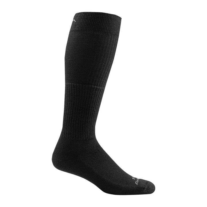 T3006 unisex over-the-calf lightweight tactical sock in color black with white darn tough signature on forefoot