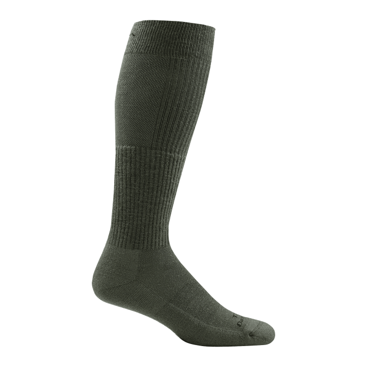 T3006 unisex over-the-calf lightweight tactical sock in color foliage green with black darn tough signature on forefoot