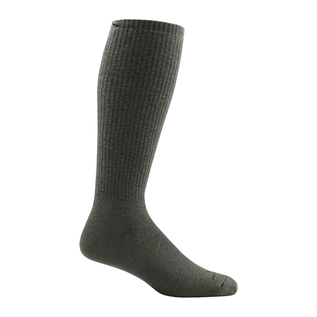 T4050 unisex over-the-calf heavyweight tactical sock in color foliage green with black darn tugh signature on forefoot