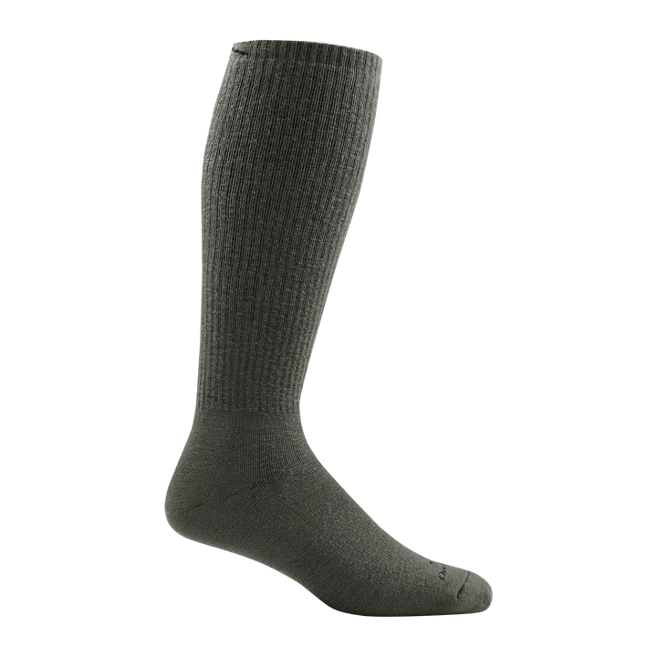 T4050 unisex over-the-calf heavyweight tactical sock in color foliage green with black darn tugh signature on forefoot