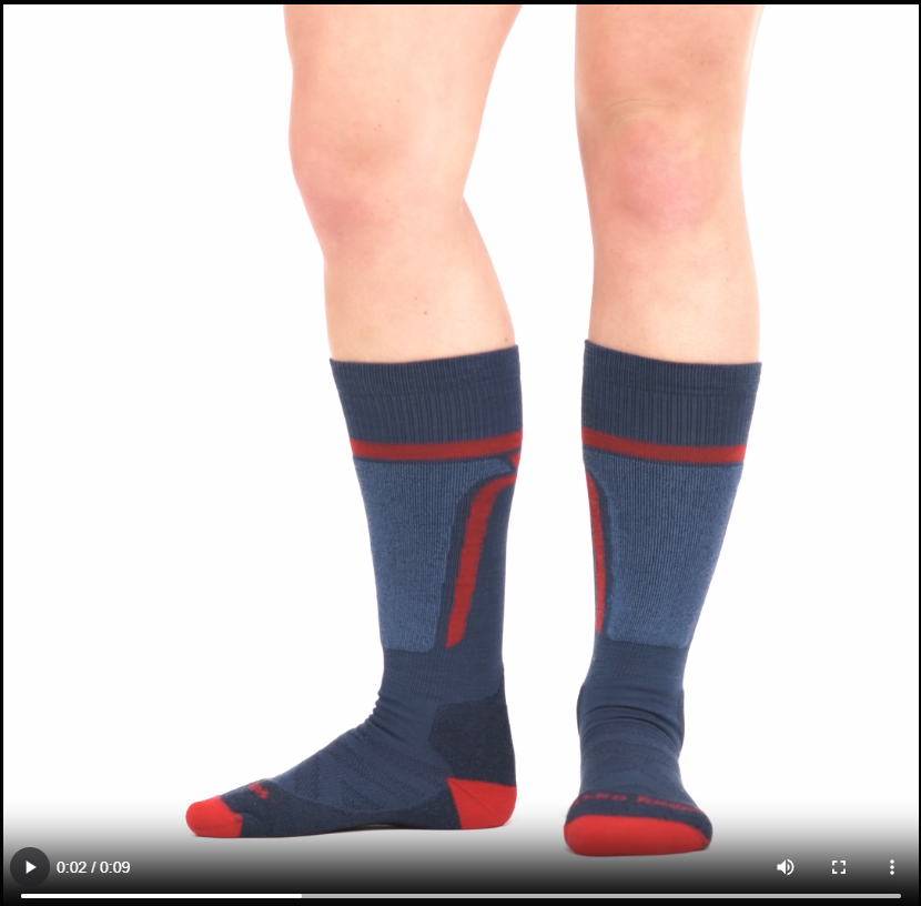 Model walking in 3810 T-Bar over the calf sock in midnight