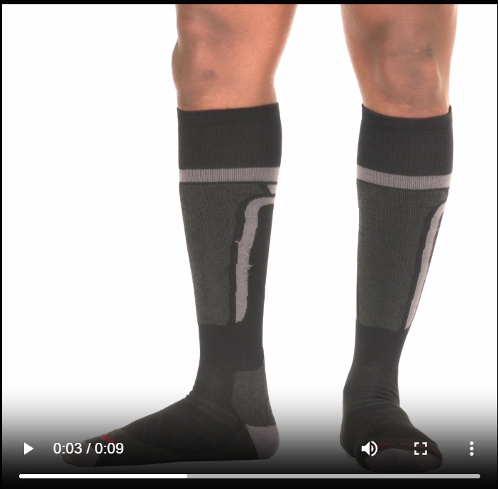 model walking in the 8058 thermolite edge over the calf sock in black