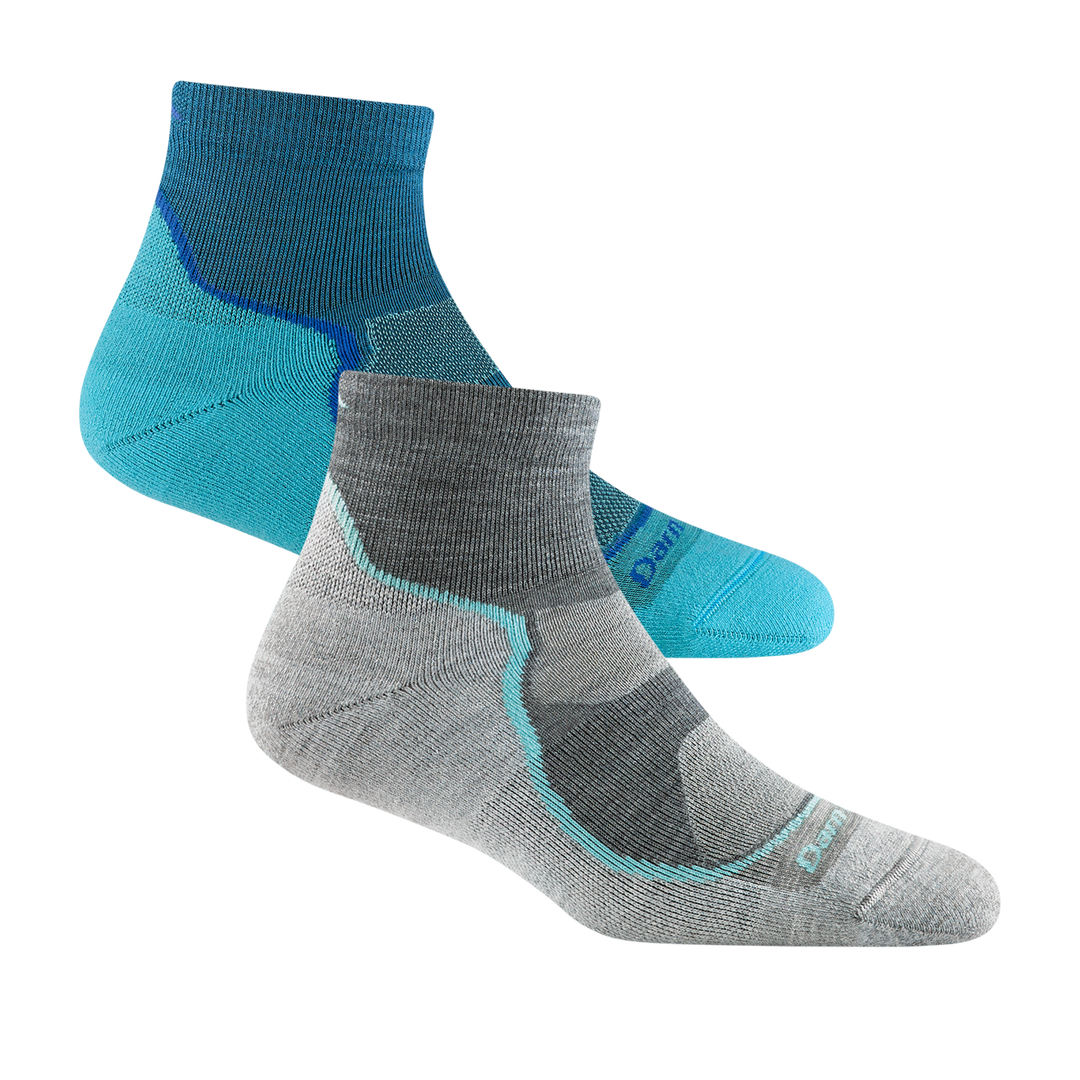 2 pack bundle including 2 pairs of the women's light hiker quarter hiking sock in slate and cascade
